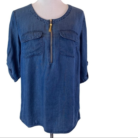 Ellen Tracy dark wash top - Picture 1 of 9